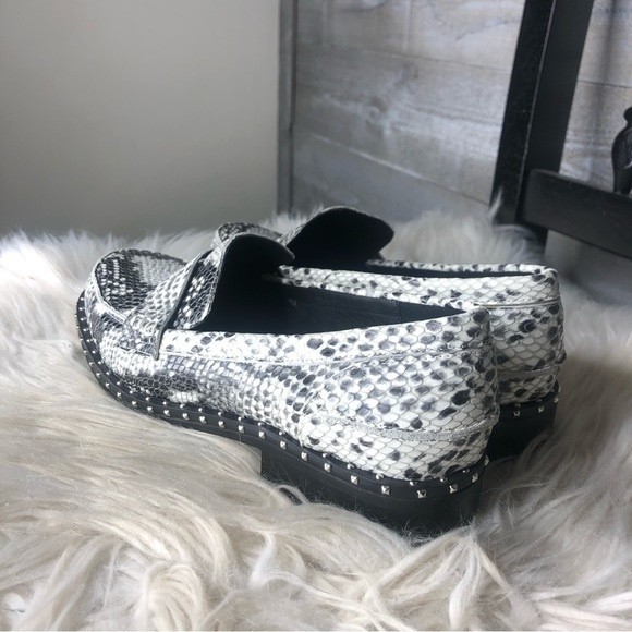 Sol sana Revolve 8 Lloyd snakeskin snake embossed cowhide leather loafers $170 v - Picture 5 of 8